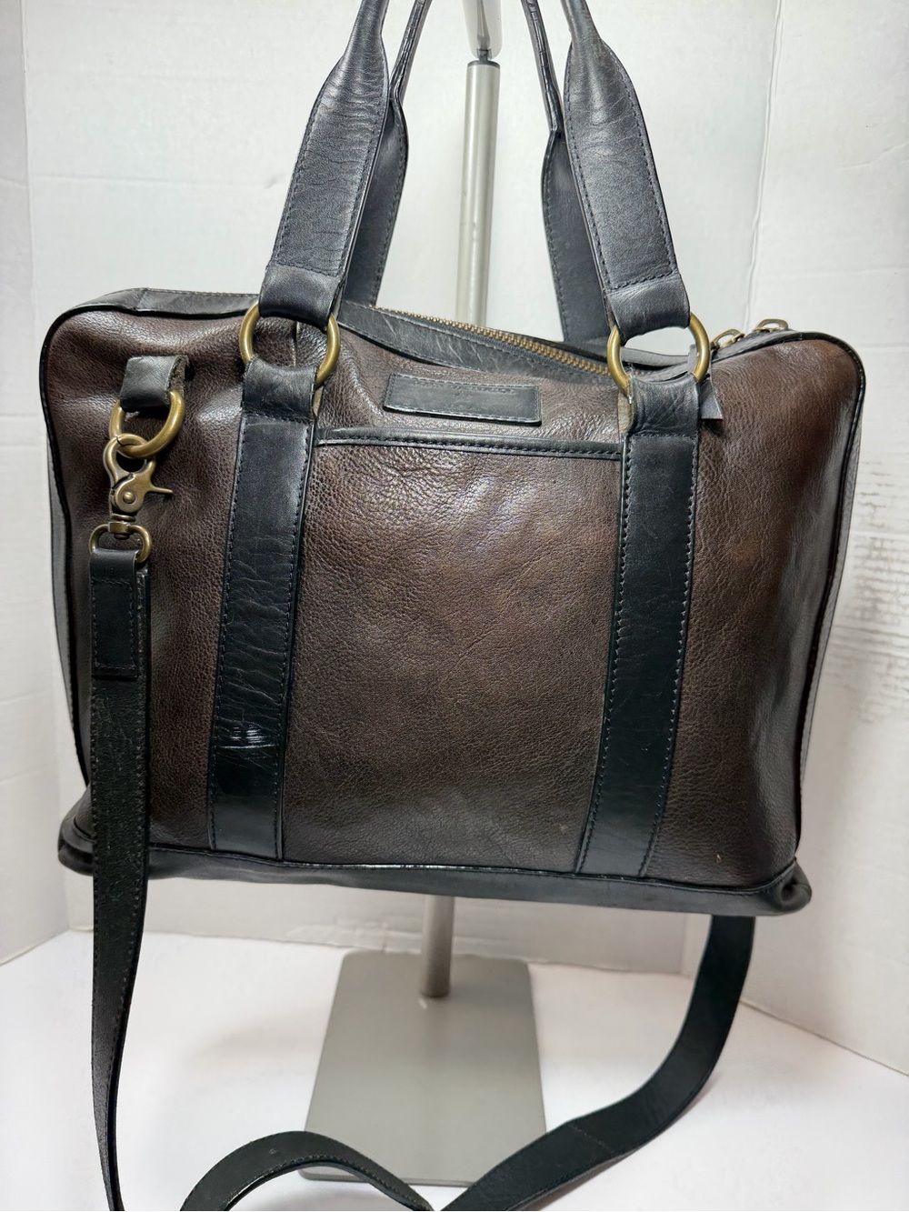 JOHN VARVATOS USA Leather Travel messenger Bag - Brown & Black